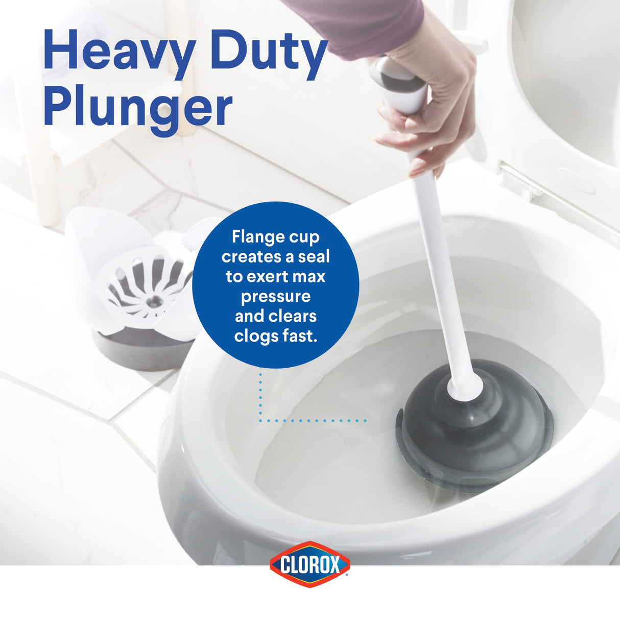 Clorox Toilet Plunger with Hideaway Caddy – Toilet Plunger for Bathroom, Bathroom Organizers & Storage, Bathroom Accessories, Toilet Unclogger, Plunger with Holder CLOROX