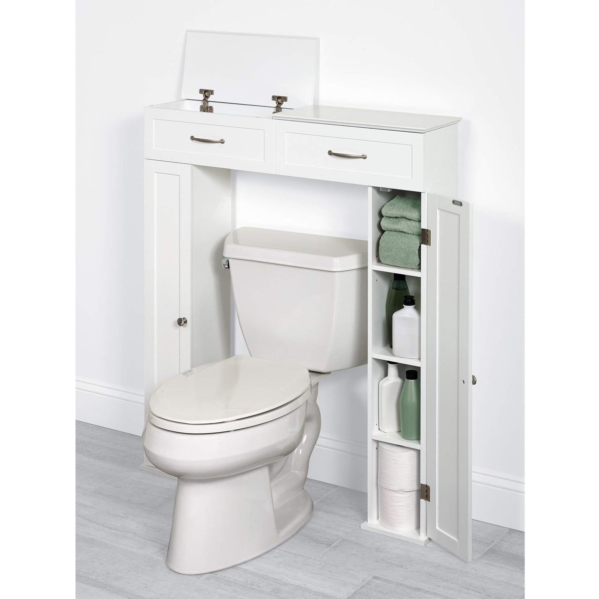 Zenna Home Over The Toilet Storage Cabinet with Shelves, White – Bathroom Organizer with Adjustable Shelving, Fits Above Toilet – Space-Saving Over Toilet Storage with Doors, Premium Classic Design Zenna Home