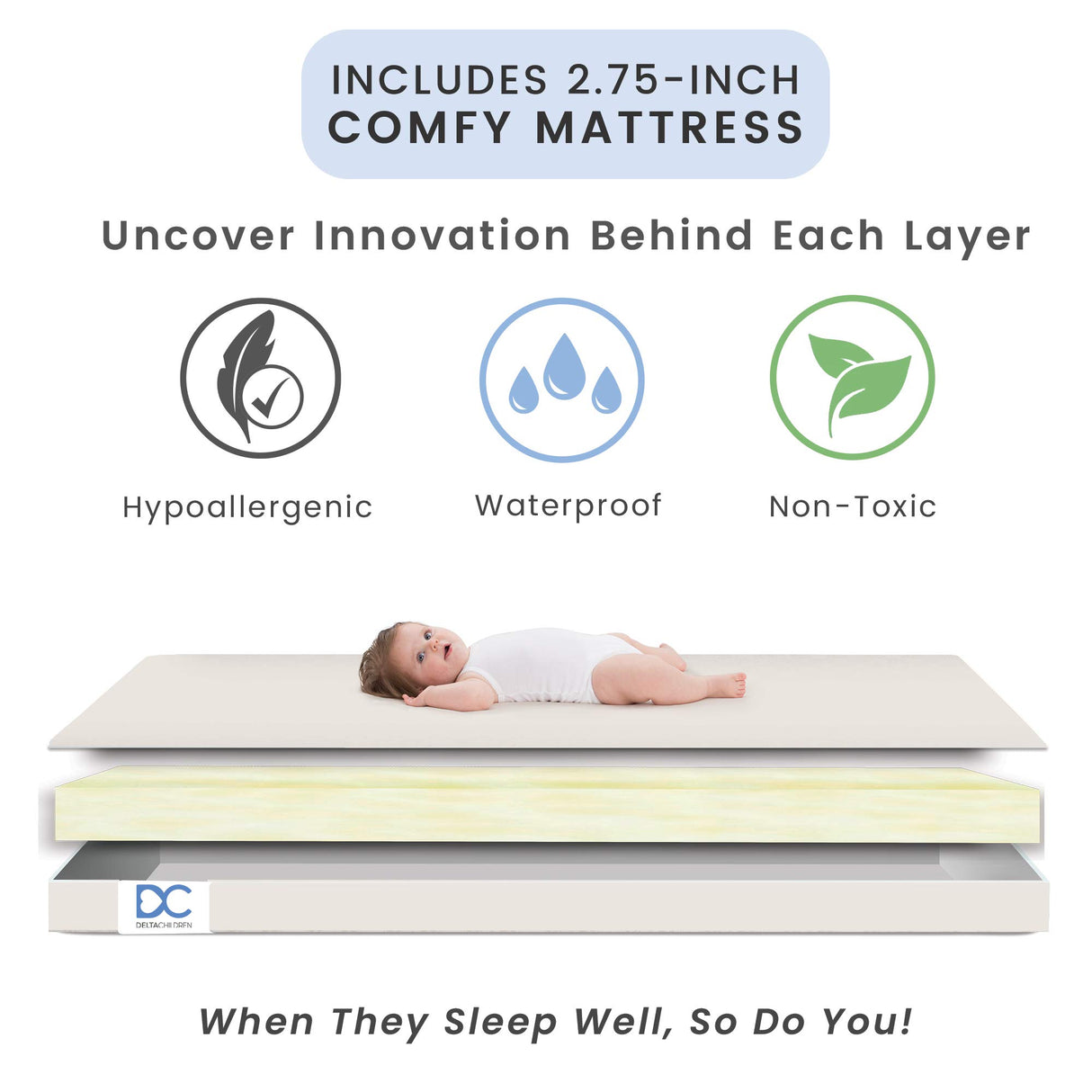 Delta Children Gio Mini Crib with 2.75" Mattress Included, Ebony/Natural Delta Children