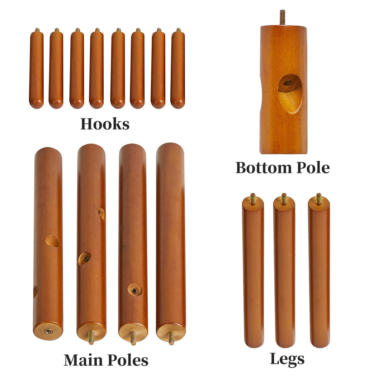 Aibiju Wood Coat Rack Freestanding, Coat Tree with 8 Hooks, 3 Height Options, Suitable for Kids and Adult, Coat Stand for Bedroom Office Entrance Brown YD-1006 Aibiju