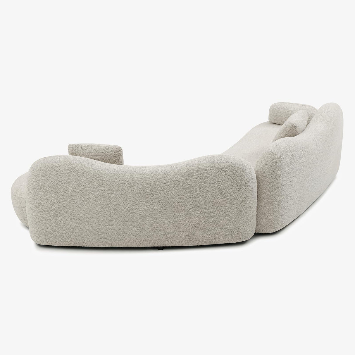 SSC SATISUNCASA 129" Luxury Modern Curved Sofa, Minimalist Comfy Boucle 5 Seater Couch, Crescent Shape Modular Sectional Sofa with Butterfly Backrest, for Living Room, Bedroom, Apartment Home, Beige SSC SATISUNCASA