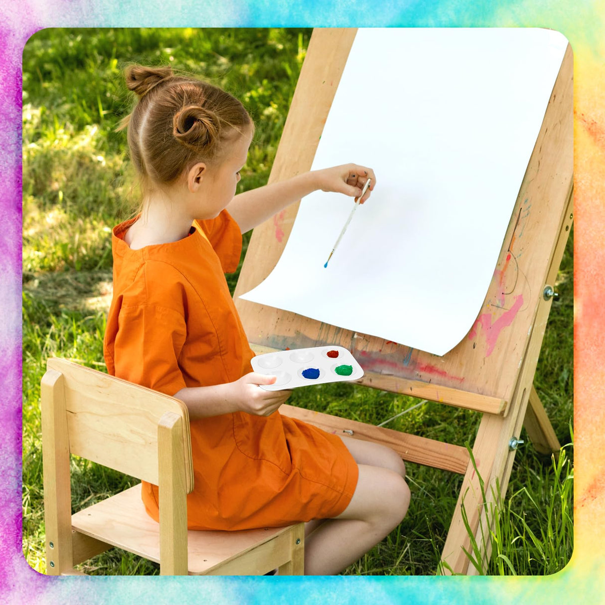 DLOnline 50 PCS White Plastic Watercolor Palette, 6 Well Rectangular Paint Palettes, Paint Tray Palettes, Paint Trays for Kids, for Painting, DIY Craft, Art Painting Class DLOnline