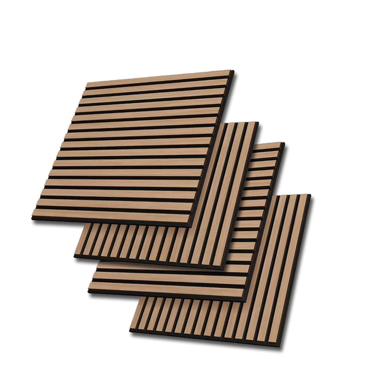 Acoustic Wood Slat Wall Panels, 4-Pack – 23.6 x 23.6 x 0.7 Inches, Sound Absorbing Wood Wall Panels for Stylish Interiors – Covers 15.5 Sq. Ft. (4# Walnut) JUWEI DIRECT