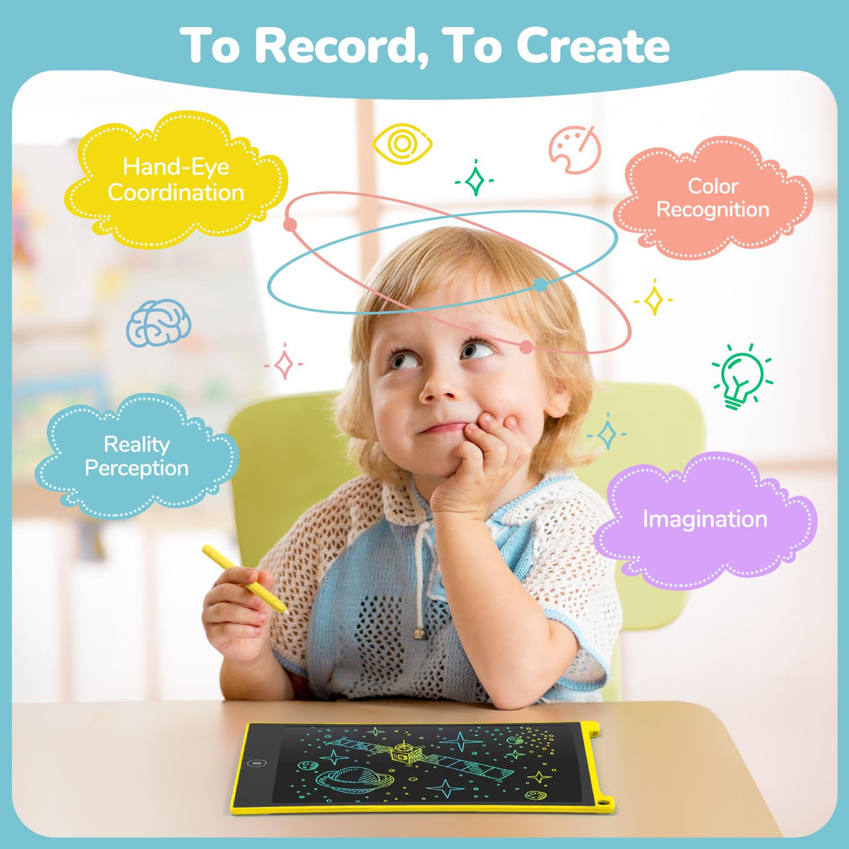 TECJOE 4 Pack LCD Writing Tablet, 8.5 Inch Colorful Doodle Board Drawing Tablet for Kids, Kids Travel Games Activity Learning Toys Birthday Gifts for 3 4 5 6 Year Old Boys Girls Toddlers Preschooler TECJOE