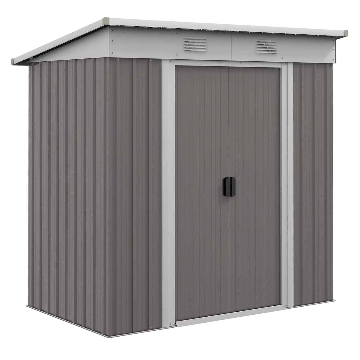 Outsunny 6' x 4' Metal Lean to Garden Shed, Outdoor Storage Shed, Garden Tool House with Double Sliding Doors, 2 Air Vents for Backyard, Patio, Lawn, Gray Outsunny