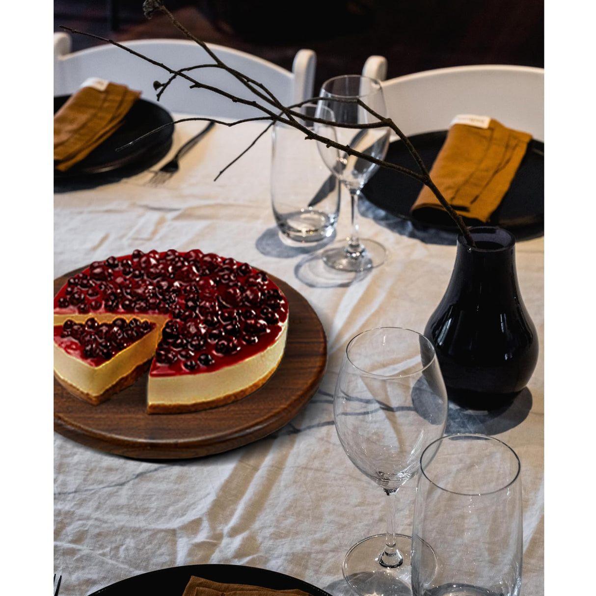 MAGIGO 12 Inches Black Walnut Wood Lazy Susan, Solid Wooden Round Kitchen Turntable Rotating Tray MAGIGO