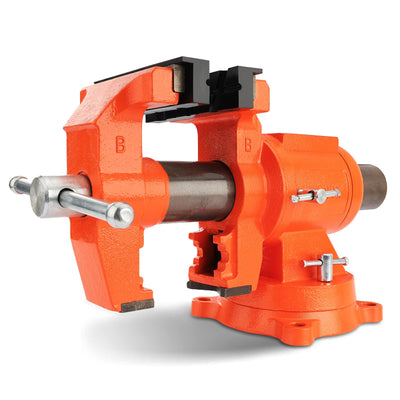 PONY Heavy Duty Bench Vise, 5-inch Jaw Width 5-inch Jaw Opening, 360-Degree Swivel Base with Anvil, Utility Combination Pipe Home Vise for Woodworking, One-Pair Vise Jaw Pad Included