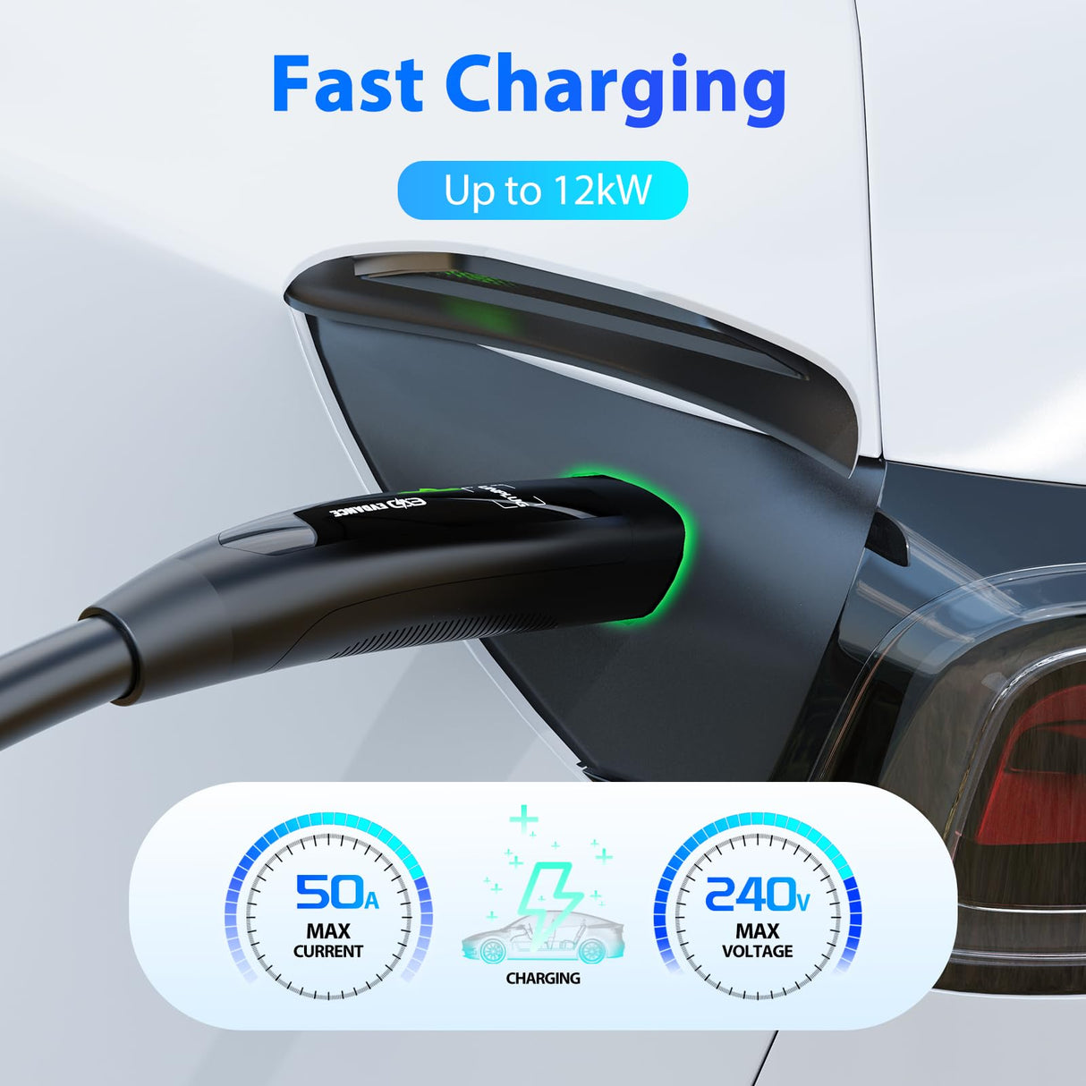 EVDANCE Extension Cord for Tesla 21ft Extension Cable Max Support 12KW 50Amp 240V with NACS Plug Extension Cord for Your Level 1&2 EV Charger Tesla Wall Connector EVDANCE