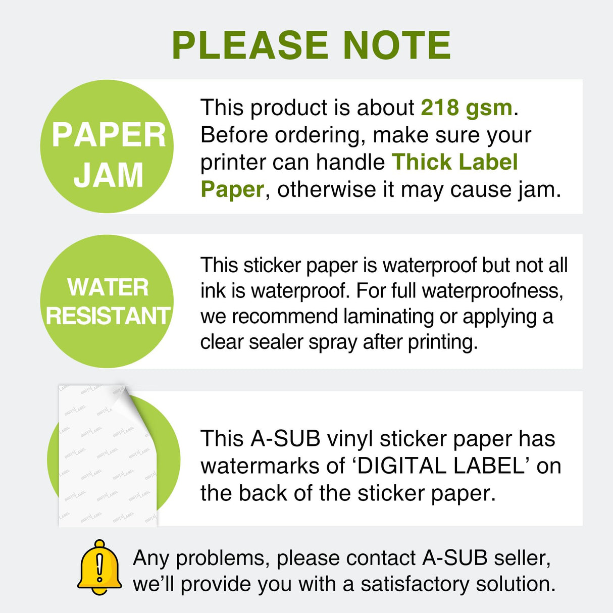A-SUB 25 Sheets Vinyl Sticker Paper for Inkjet Printer - Glossy Printable Vinyl 8.5x11 Inch Waterproof Sticker Paper for DIY Any Decal You Like A-SUB