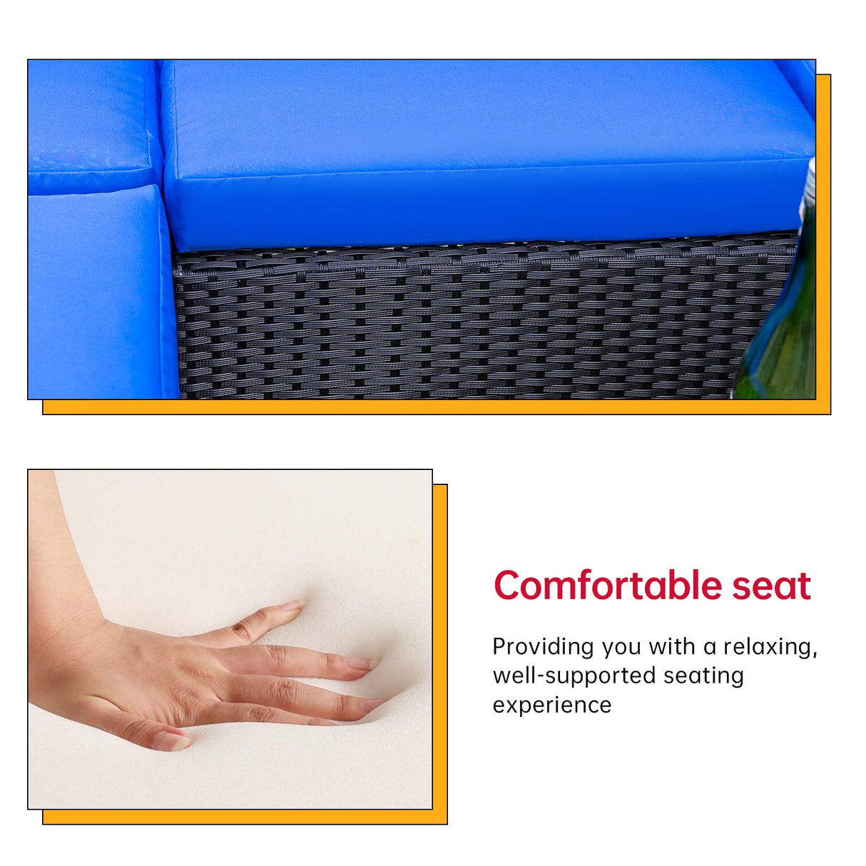 FDW 5 Pieces Patio Furniture Sets Outdoor Sectional Sofa Wicker Chair Rattan Conversation Set for Outdoor Backyard Porch Poolside Balcony Garden Furniture with Coffee Table,Blue Cushion FDW