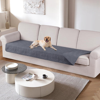 TAOCOCO 100% Waterproof Couch Cushion Cover Reversible Sofa Seat Cover for Dogs Pets Chaise Couch Cover for Sectional Sofa U Shape Couch Furniture Protector Sofa Slipcover(Oversized Sofa, Dark Grey)