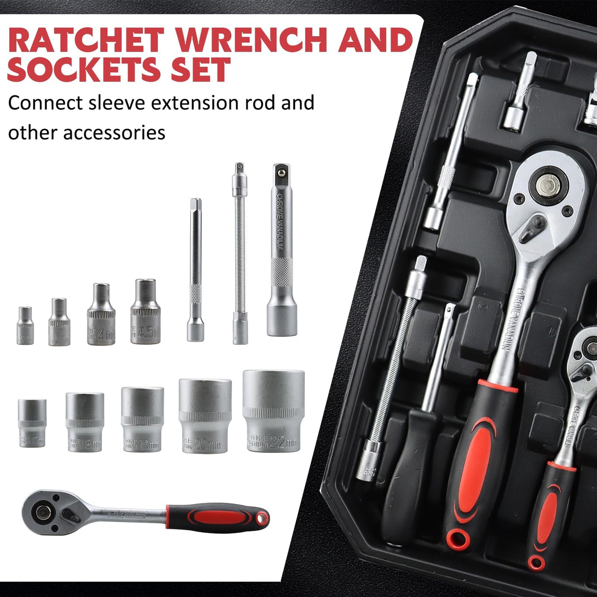 899 pcs Aluminum Trolley Case Tool Set, Removable Portable Hand Toolbox Set with 4 Drawers and Wheels for Household Repairs, Auto Maintenance, Construction, Garden (Black) Fetuero