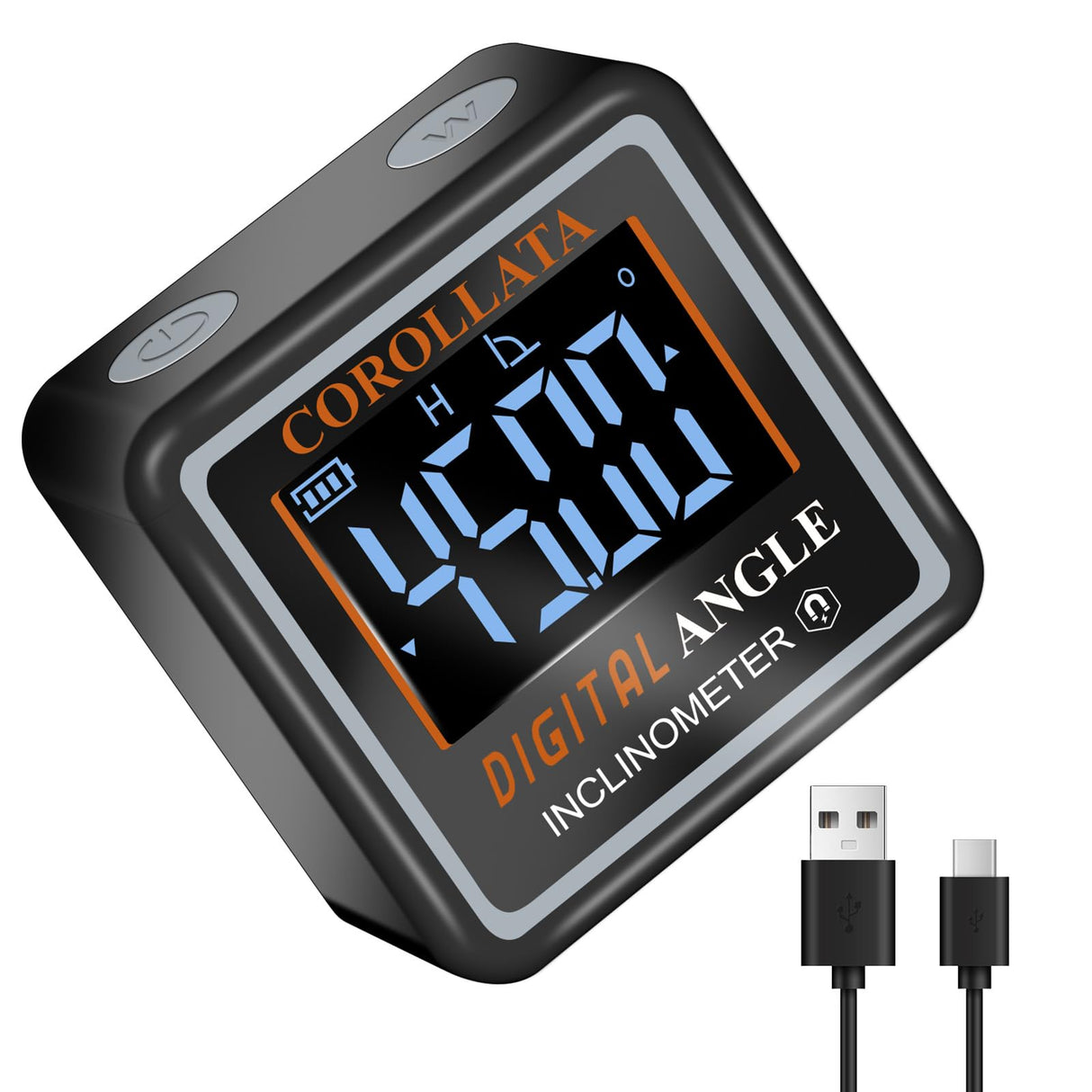 Ultra Small Digital Angel Finder Magnetic Level, Rechargeable Angle Cube, Table Saw Miter Gauge, 4 * 90 Degree Protractor Electronic Inclinometer, Wood Working Measuring Tool COROLLATA