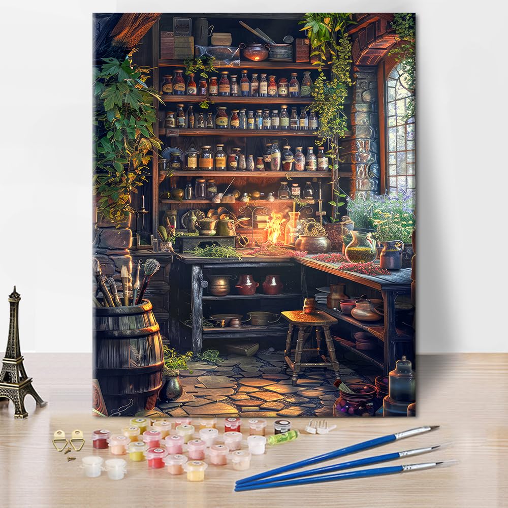 TUMOVO Abstract Paint by Numbers Kit for Adults, Fantasy Adult Paint by Number Kits on Canvas, Magic Lab DIY Acrylic Painting by Numbers for Gift Home Wall Decor 16"x20"(Frameless) TUMOVO