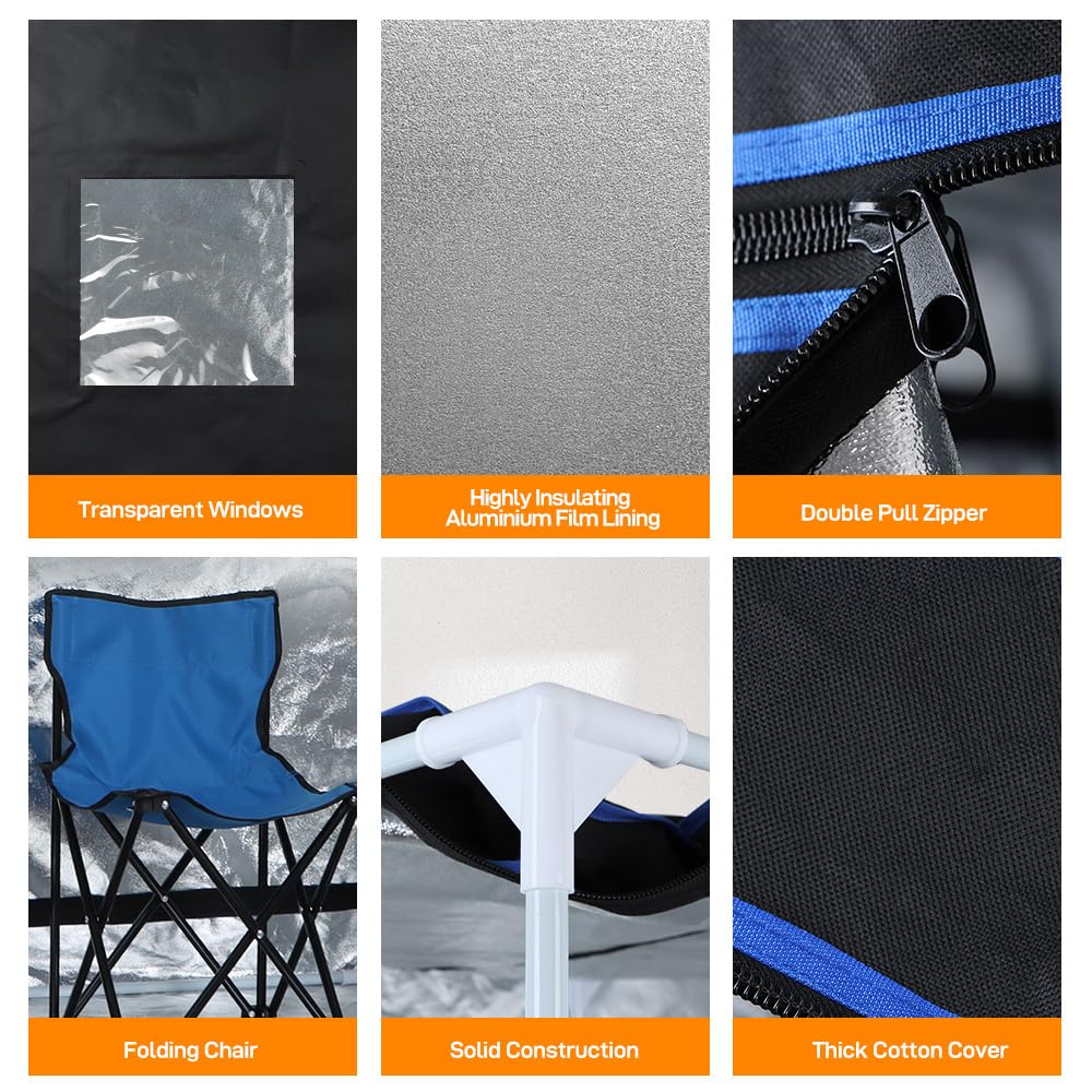 Panana Portable Steam Sauna, Full Size Full Body Home Sauna Box, Foldable Sauna Tent with 1000W 3L Steamer, Remote Control, Folding Chair, 9 Levels Panana