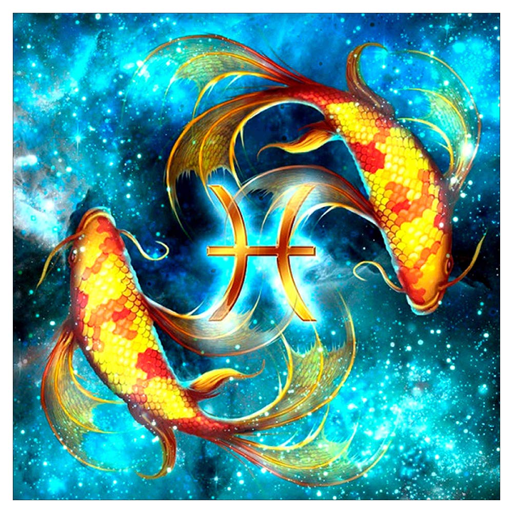 Better Selection 5D DIY Full Drill Constellation Diamond Art Aquarius Cross Stitch Zodiac Signs Embroidery Mosaic Kit Home Decor Wall Art Gifts Pisces Better Selection