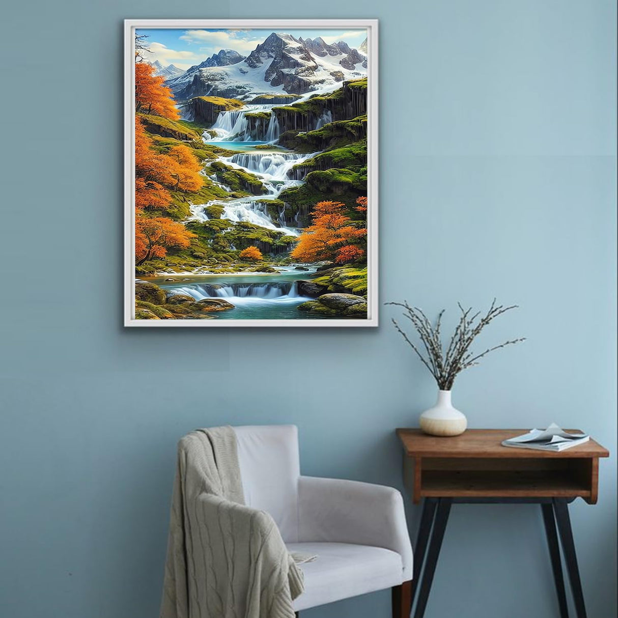 Paint by Number Adult Mountain,Waterfall Canvas Paint by The Numbers for Adults,Painting by Numbers Mountain,DIY Oil Painting Kits for Gifts and Wall Decor 16x20inch PHANTASYART