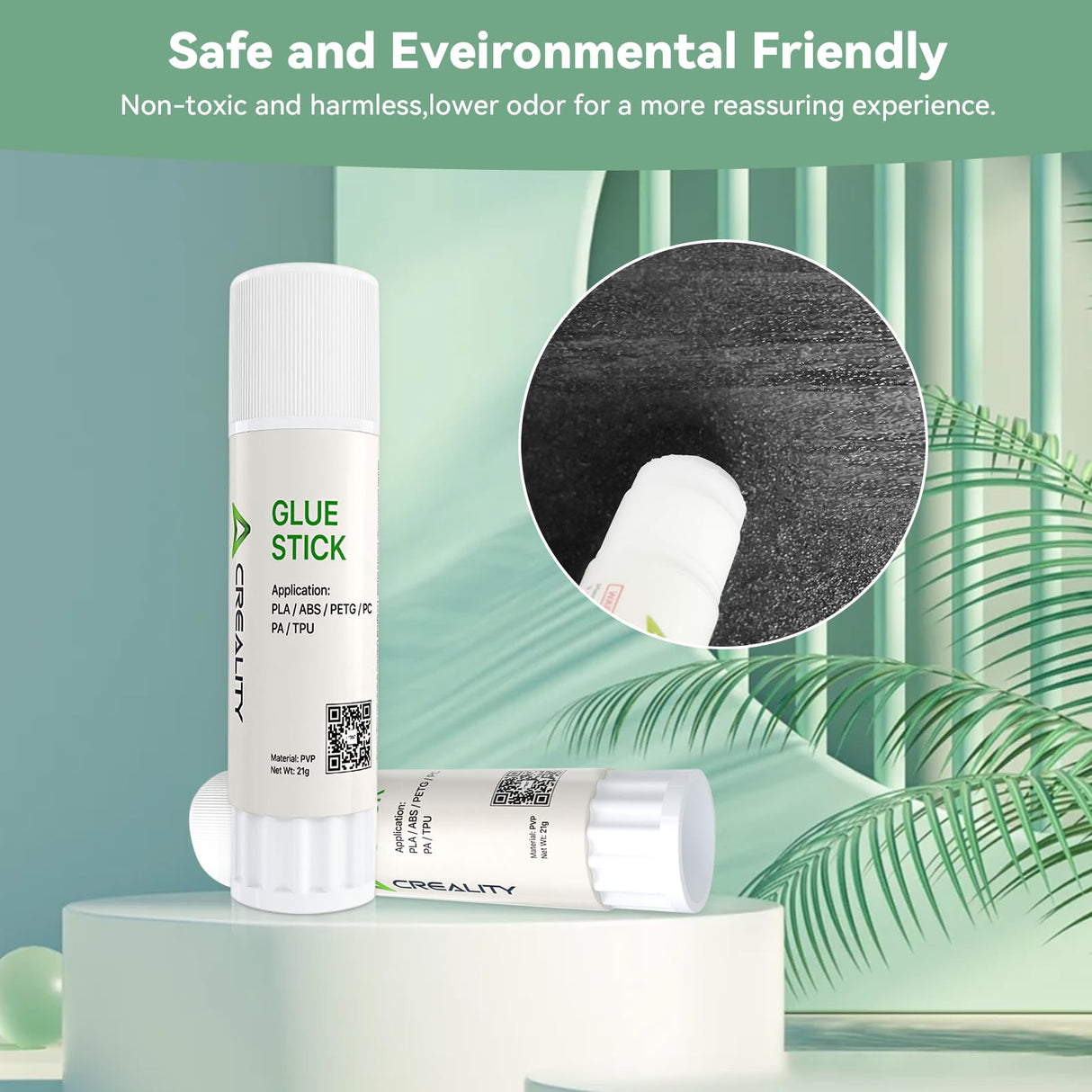 Creality Official 3D Printer Glue Stick,Solid Adhesive for Hot Bed,Perfect First Layer Adhesion,Reduce Warping for ABS PLA PETG Filaments and Build Plate (Pack of 2) Creality