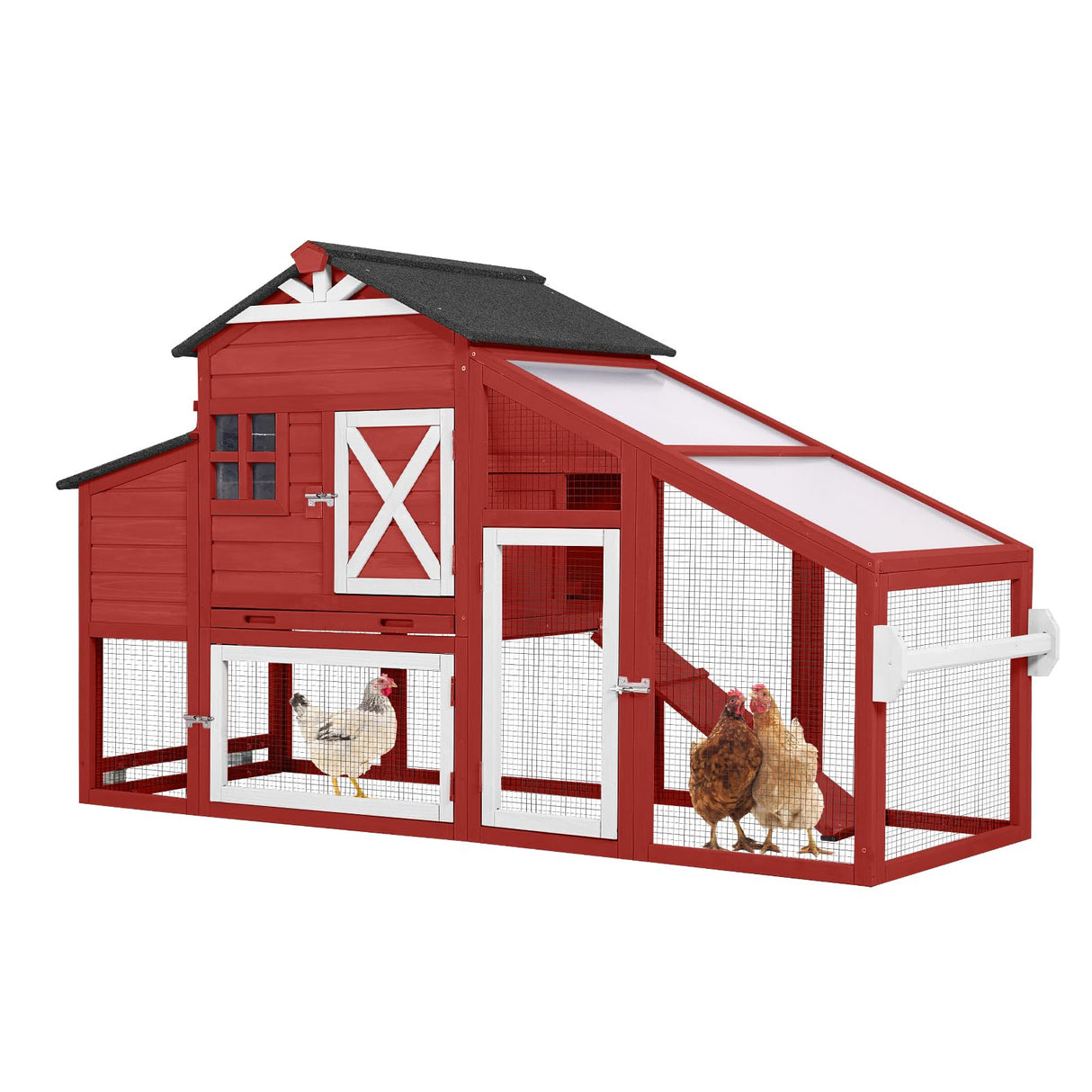 Aivituvin Chicken Coop Mobile Chicken House on Wheels Expandable Wooden Poultry Cage with Large Nesting Box Leakproof Pull-Out Tray Rabbit Hutch Bunny Cage,UV-Resistant Roof Aivituvin