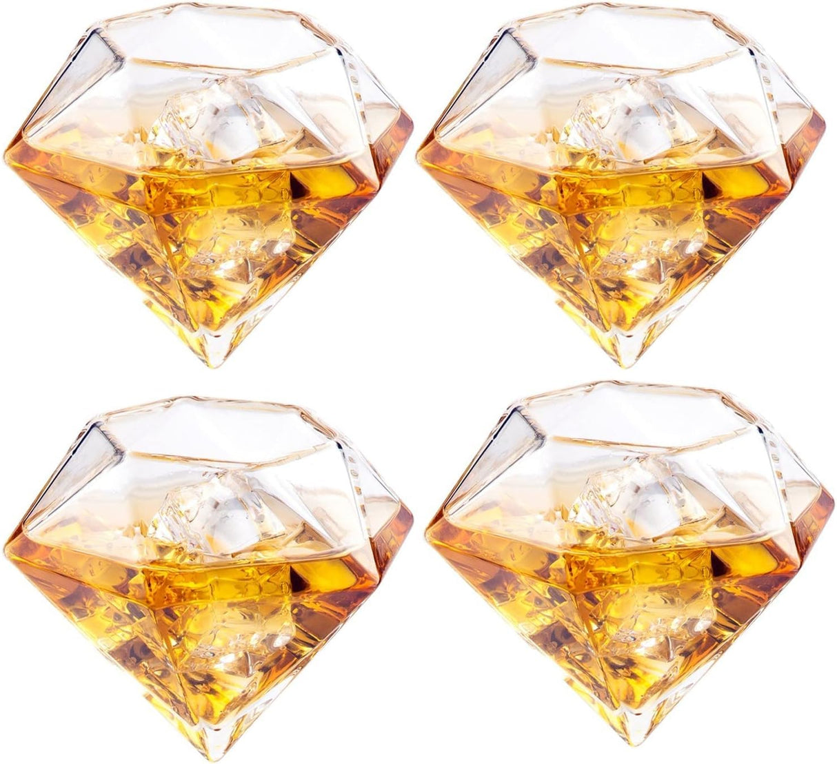 The Wine Savant Diamond Whiskey & Wine Decanter Set - 750ml With 4 Diamond Glasses and Beautiful Mahogany Wooden Holder Liquor, Scotch, Rum, Bourbon, Vodka, Tequila Tray Whiskey Gifts for Men & Women The Wine Savant