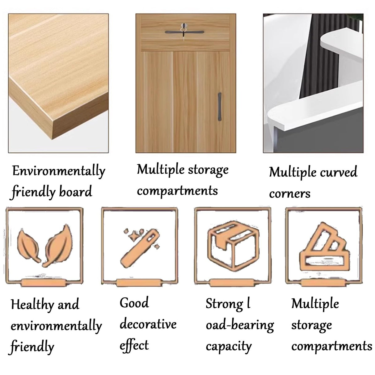 JUCCJUXIN Front Desk Reception Room Table, Checkout Counter with Drawers,Modern L-Shaped Workstation, Secure Storage,Reception Desk with Drawers(Wood,L-55.1x23.6x29.5in) JUCCJUXIN