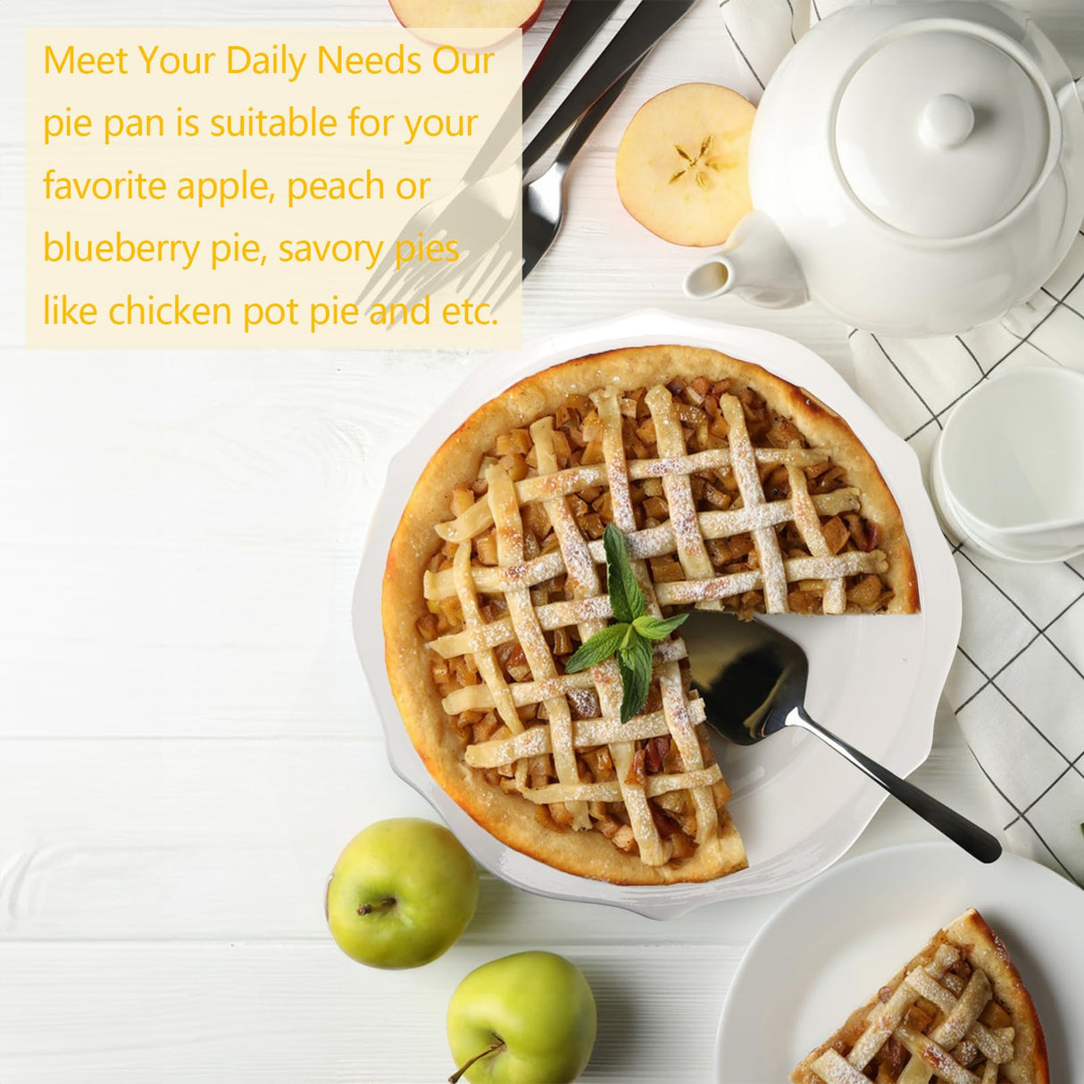 SOUJOY 2 Pack 11 Inch Pie Pan, Ceramic Embossment Baking Dish, Non-Stick Pie Plate with Soft Wave Edge, Deep Pie Dish or Tart, Pizza, Apple Pie, Quiche, Pot Pies, Cake SOUJOY