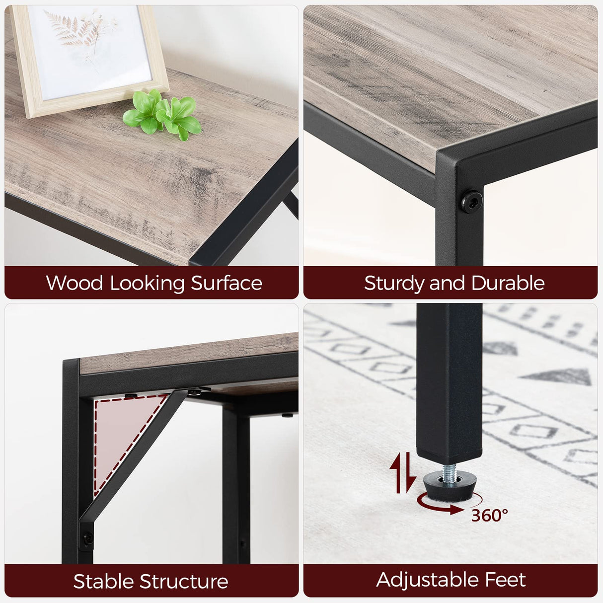 MAHANCRIS Console Table with Power Station, 30.1” Entryway Table, Behind Sofa Table, Industrial Style, Outlets and USB Ports, Sturdy, for Living Room, Entryway, Foyer, Corridor, Greige CTHG76E01 MAHANCRIS