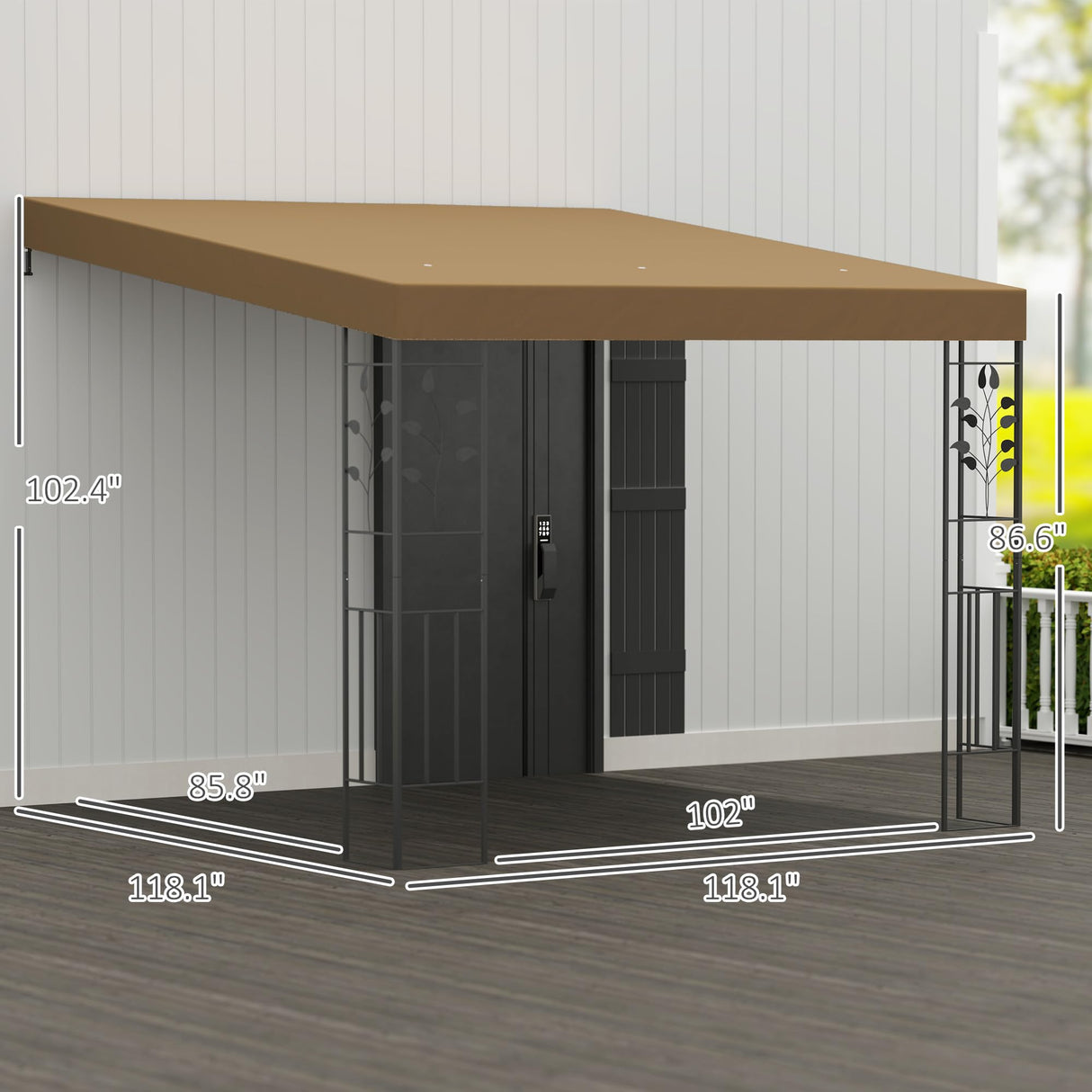 Outsunny 10' x 10' Outdoor Pergola Canopy, Metal Patio Canopy with Weather-Resistant Fabric and Drainage Holes for Backyard, Garden, Porch, Beach, Coffee Outsunny