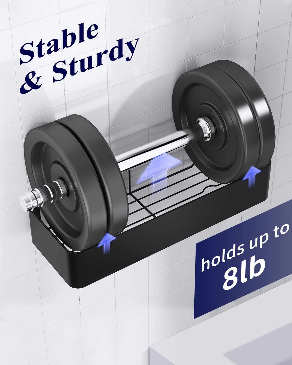 Kitsure Shower Caddy - 2 Pack Adhesive Shower Organizer, Rustproof Metal Shelves, No-Drill Bathroom Organizers and Storage, Black, Large Kitsure