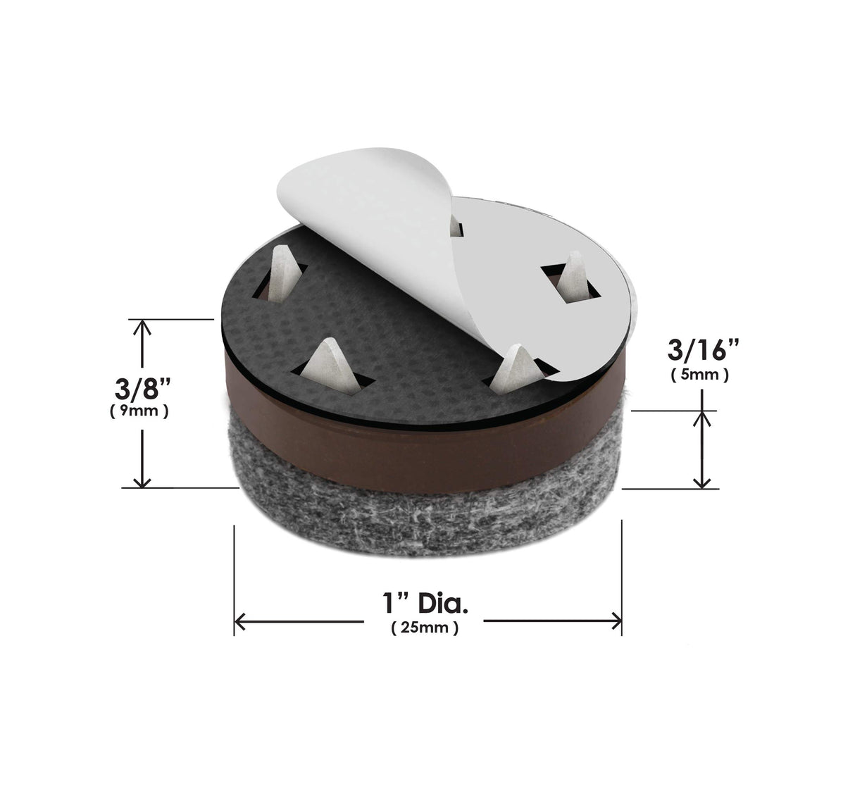 GorillaFelt Chair Leg Floor Protectors/Felt Chair Glides (Set of 16) Tap-On Felt Furniture Pads Guaranteed to Stay On, 1 Inch Round Chair Sliders Slipstick