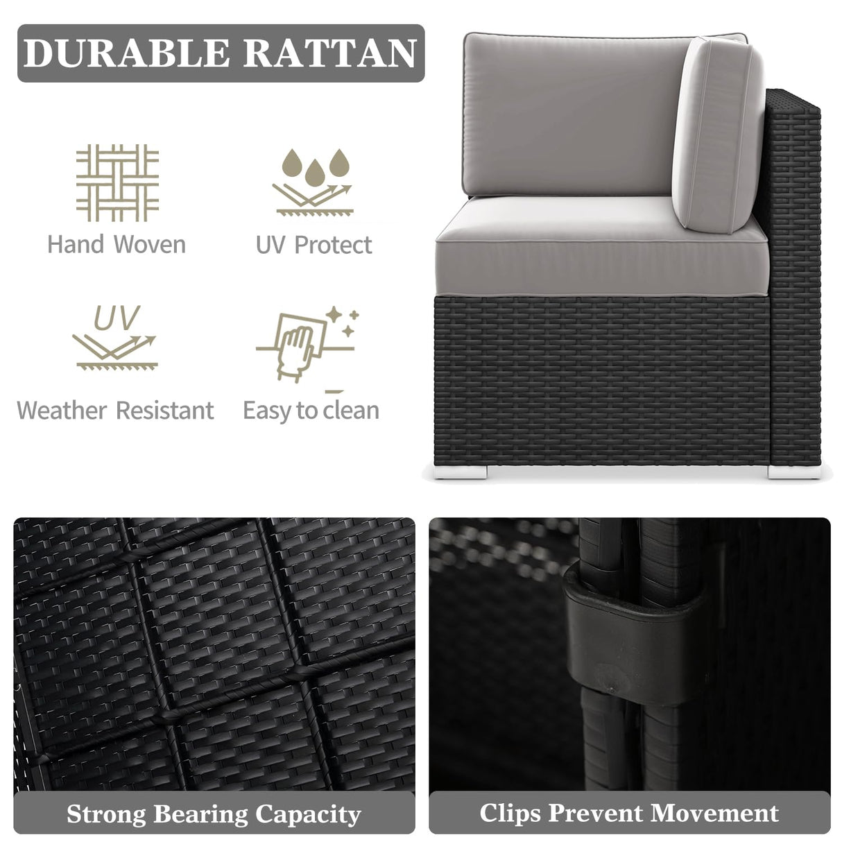 LayinSun 15 Piece Patio Furniture Set with Fire Pit Table, Outdoor Conversation Sets Wicker Rattan Sectional Sofa with Coffee Table LayinSun