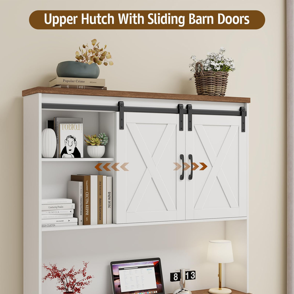 67.7 Inch Farmhouse Pantry Storage Cabinet with Sliding Barn Doors, 2 Drawer Farmhouse Coffee Cabinet with Adjustable Shelf, Buffet Cabinet with Buffet Cupboard for Kitchen, Livingroom Vabches