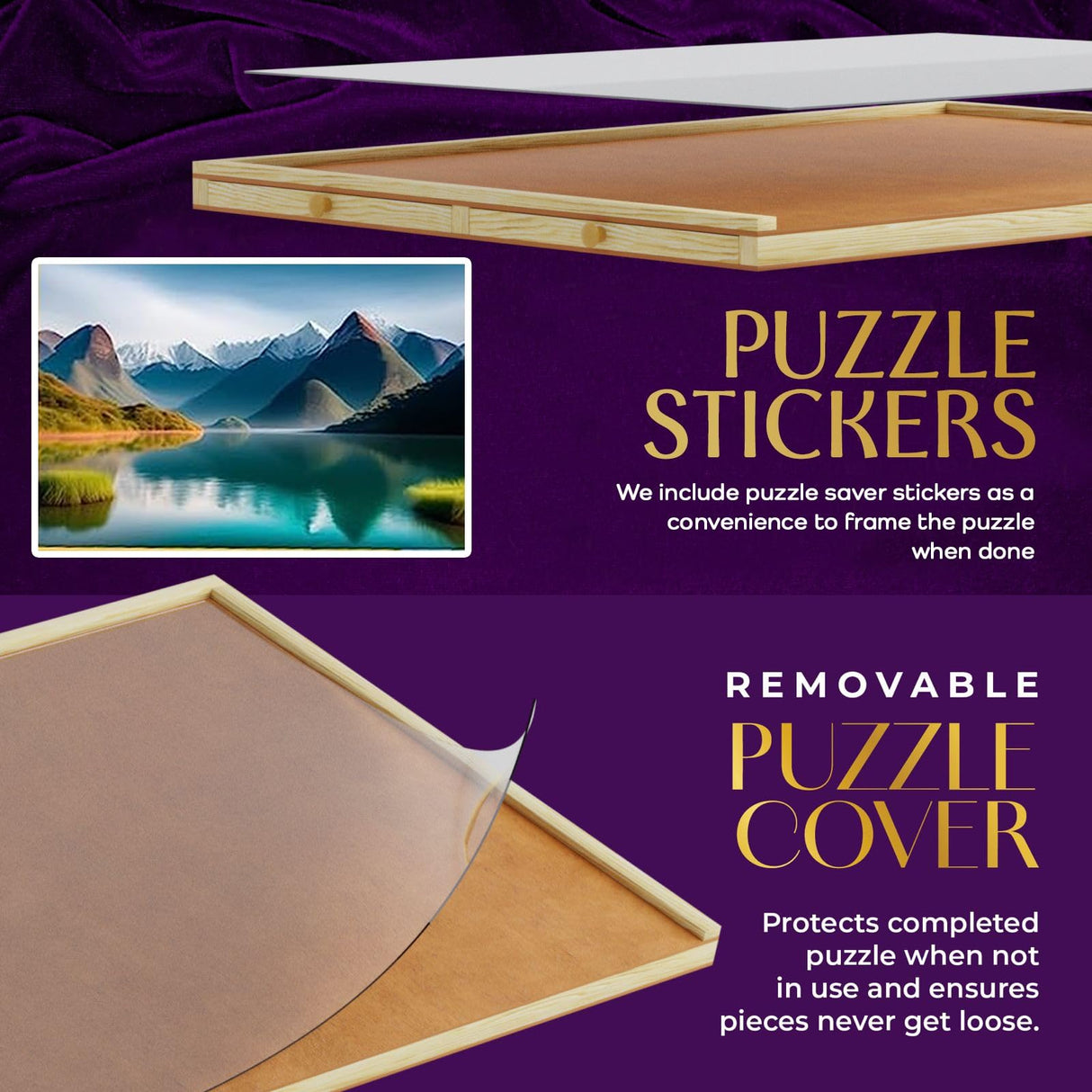 1000 Piece Wooden Jigsaw Puzzle Board - 4 Drawers, Non-Rotating Puzzle Table | 30” X 22” Jigsaw Puzzle Table | Puzzle Cover Included - Portable Puzzle Tables for Adults and Kids by Beyond Innoventions Beyond Innoventions