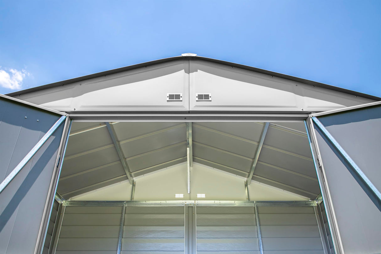 Arrow Sheds 8' x 8' Outdoor Steel Storage Shed, Light Grey Arrow