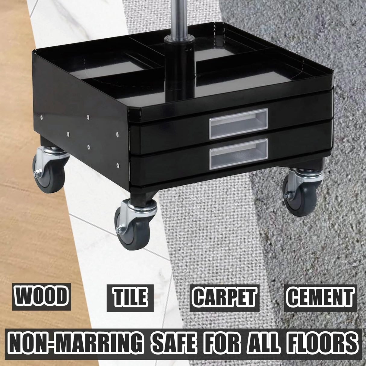 RILIDRI 4-Inch Swivel Stem Caster, 7/16-Inch Stem Diameter Rubber Wheel, Heavy Duty TPR Replacement Wheels for Rubbermaid Mop Bucket Cart Grill Casters - 4 Pack RILIDRI