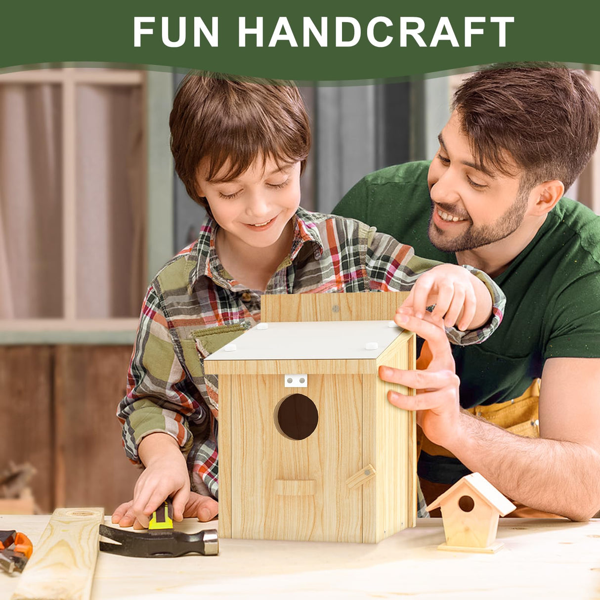 Bird Houses for Outside, Bluebird House with Standing Perch, Hanging Wood Bird House with Waterproof Acrylic Plate for Small Birds Bluebird Finch Swallow Wren Chickadee Assembly Required Chuiendi