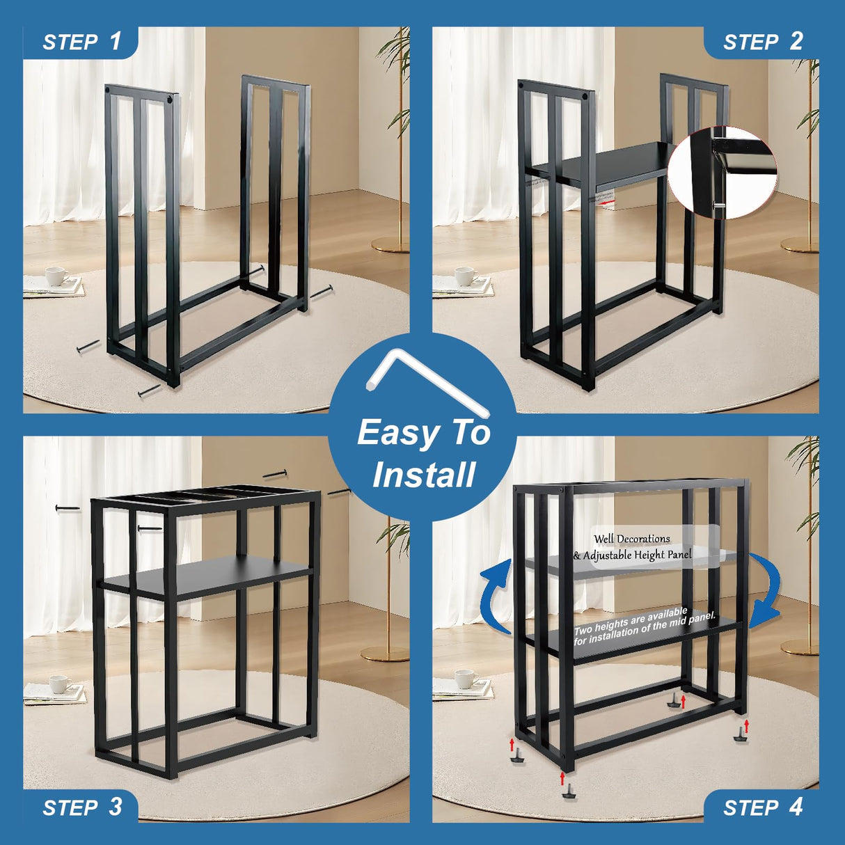 MEWSDEN Fish Tank Stand, 40 Gallon Heavy Duty Metal Aquarium Stands, Reptile Tank, Turtle Tank, Breeder Tank Stand, Fish Tank and Stand Combo Set (Black, 36.5"x18.5"x29.5") MEWSDEN