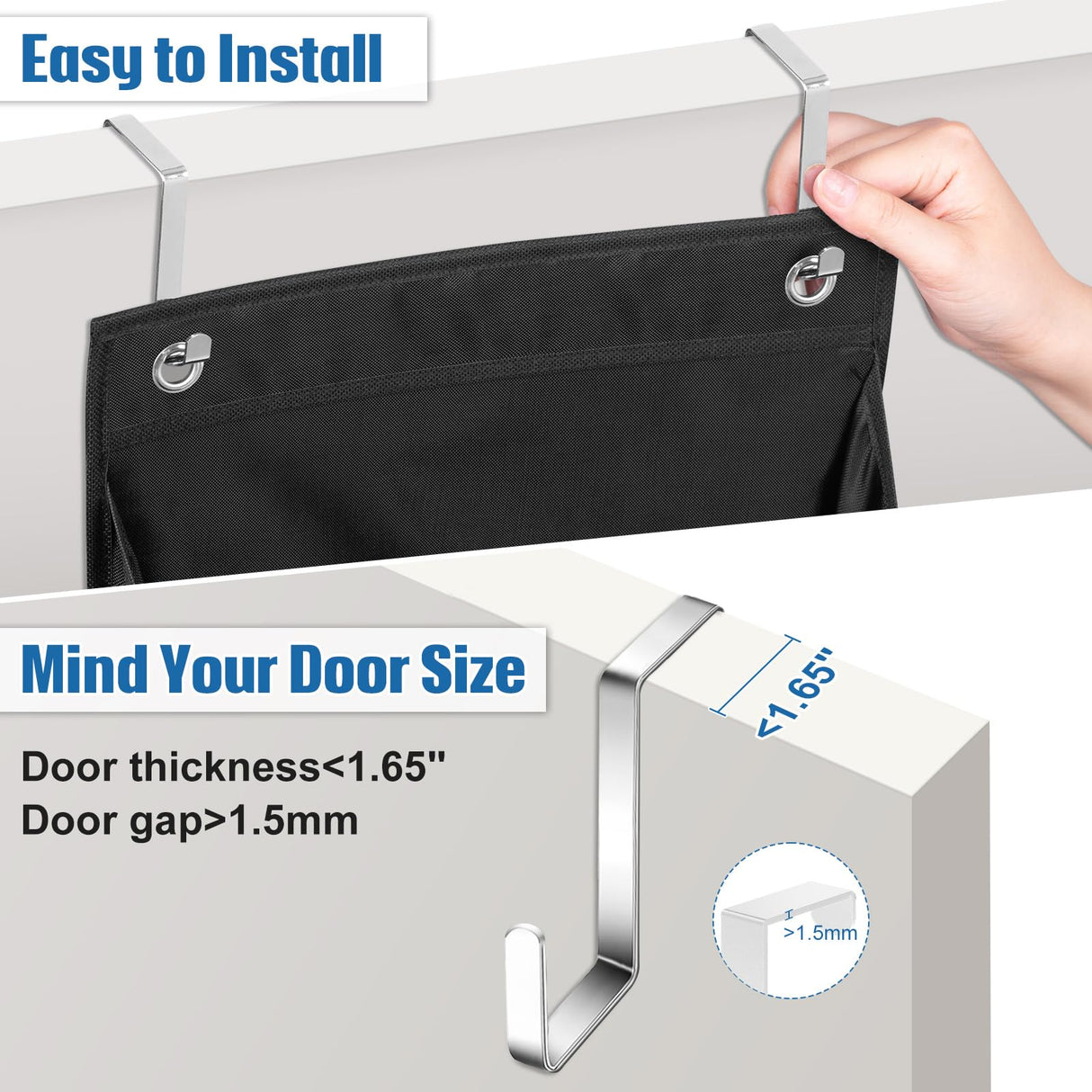 SLEEPING LAMB 2 Pack Narrow Over The Door Shoe Organizer with 8 Large Deep Pockets, Hanging Shoe Rack for Closet Door Storage for Boots, Sneakers (Black) SLEEPING LAMB