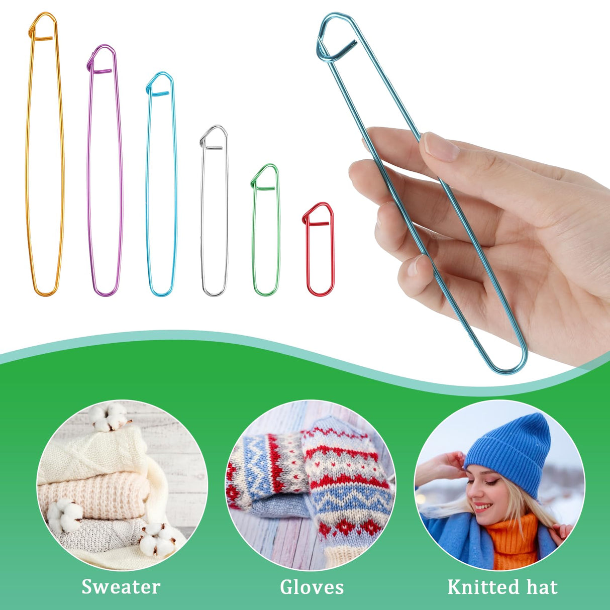 8 PCS Knitting Stitch Holder 6 Size Aluminum Yarn Stitch Holders Stitch Markers for Crocheting Practical Knitting Crochet Tools for Knitting Notions or Crochet Sliverdew