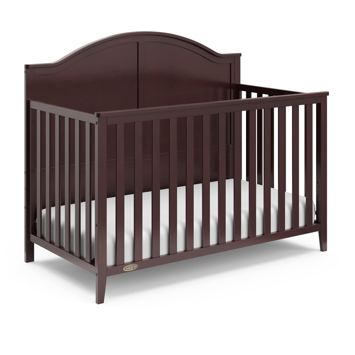 Graco Wilfred 5-in-1 Convertible Crib (Espresso) – GREENGUARD Gold Certified, Converts to Toddler Bed and Full-Size Bed, Fits Standard Full-Size Crib Mattress, Adjustable Mattress Support Base Graco