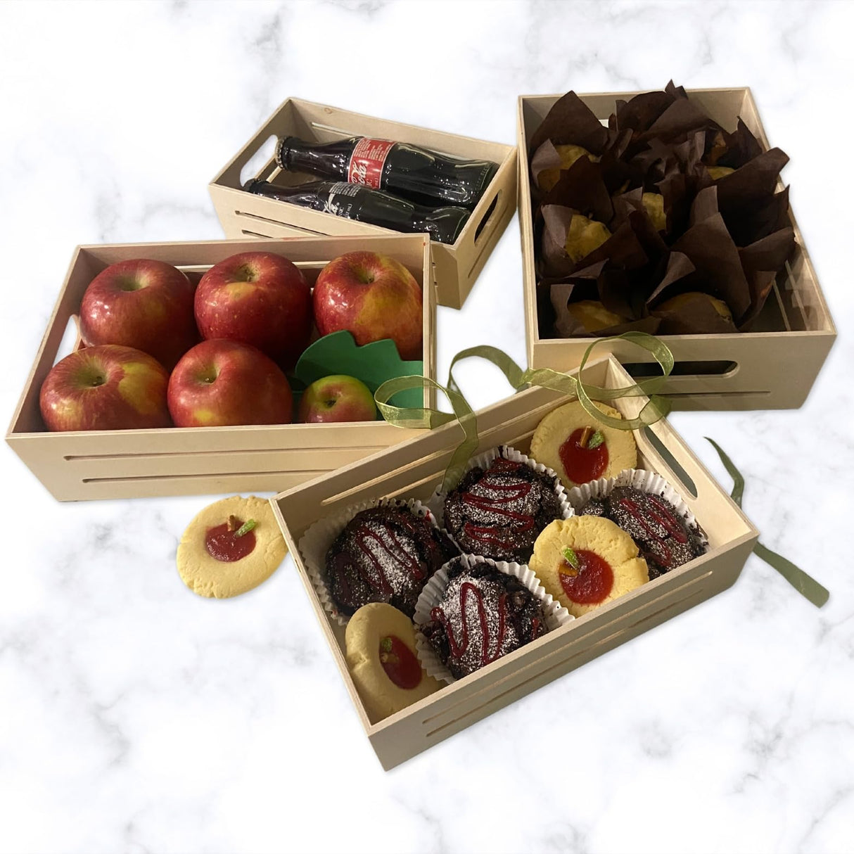 Wooden Tray - Set of 4 Wooden Tray with Handles Small Wood Crates Wooden Trays for Crafts Wood Crates for Display Small Wooden Pallets Apple Crates Wood Trays for Crafts Unfinished Wood Crate Nesting AoneFun