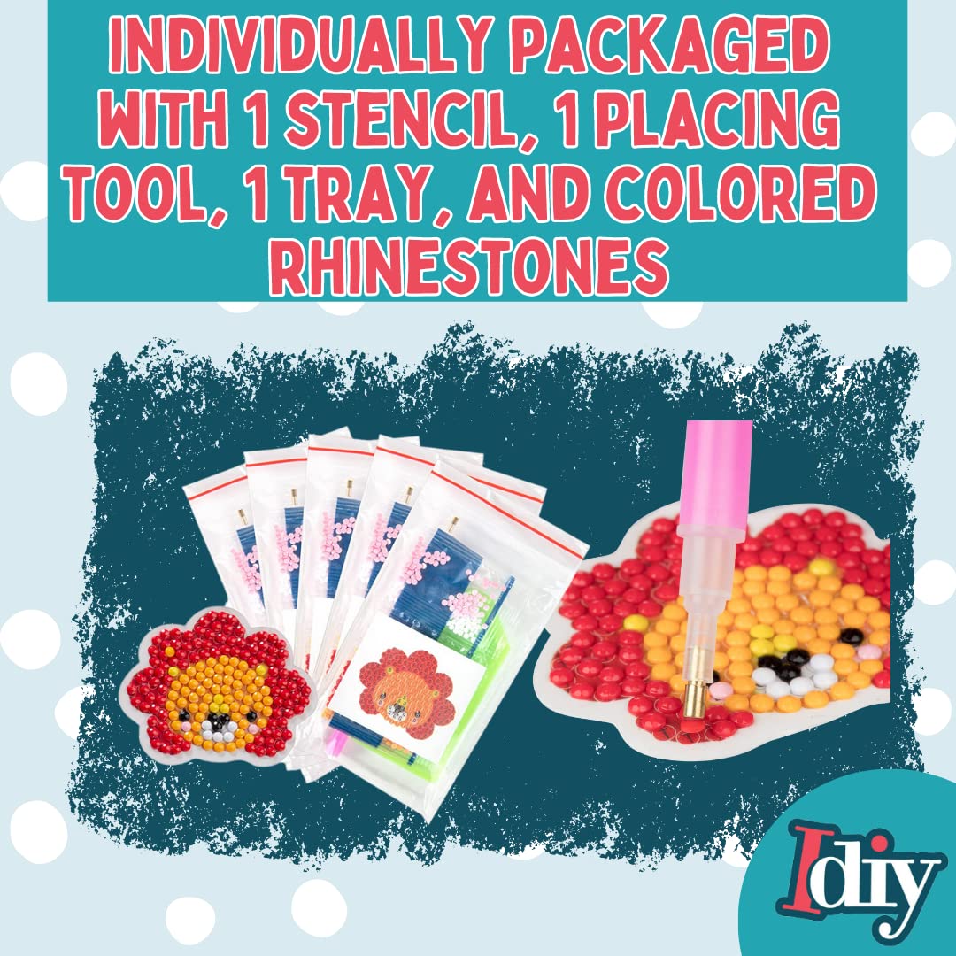 SCS Direct Kid's Birthday Party Diamond Gem Painting Craft Favor Kits -Zoo Buddies- 20 Individually Packaged, All-in-One Packs for Boys & Girls -Fun & Unique Gem Classroom Art Project Activity Gift SCS Direct