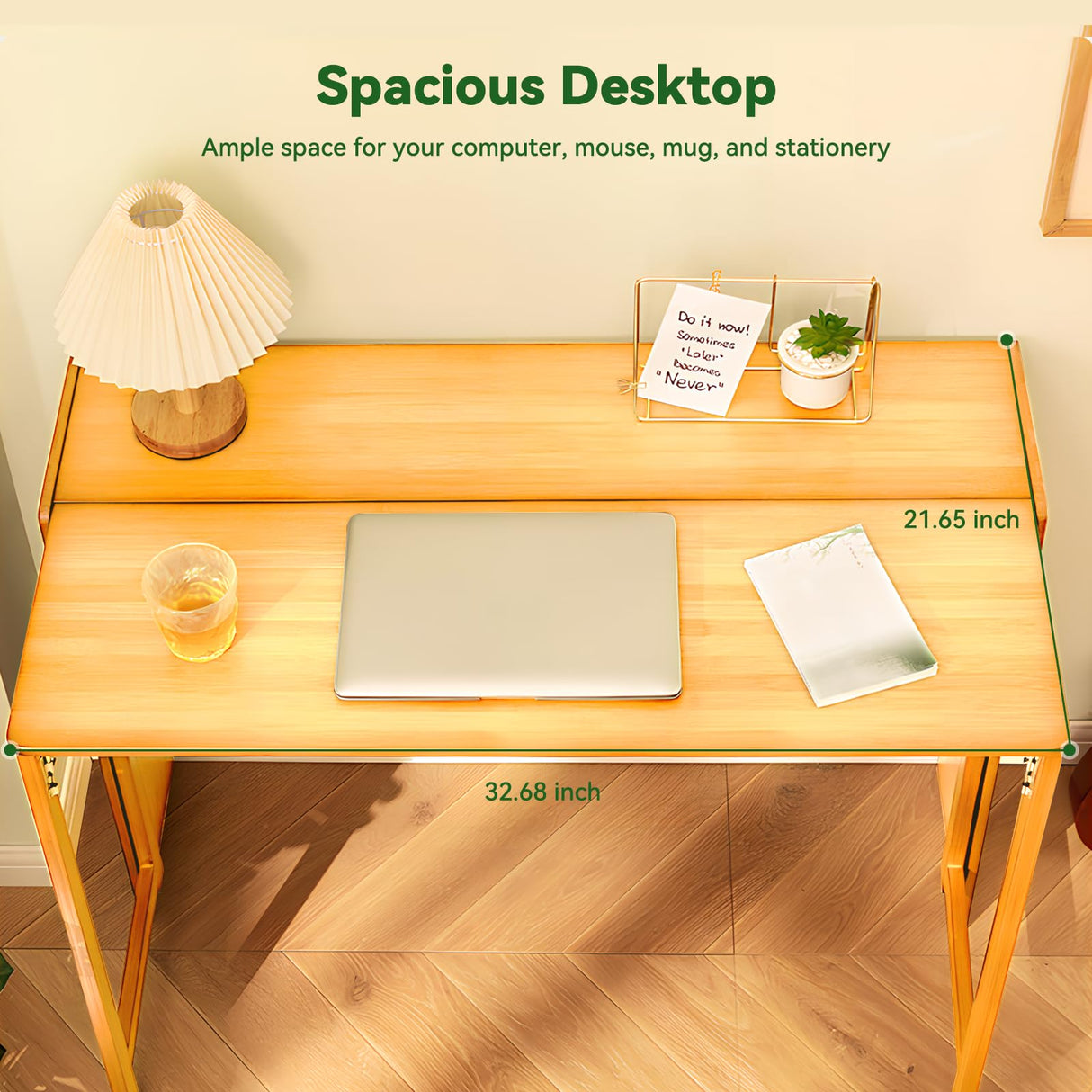 Bamboo Folding Desk Mid Century Modern Desk for Home Office Bedroom Small Spaces,Natural Dezyfurni