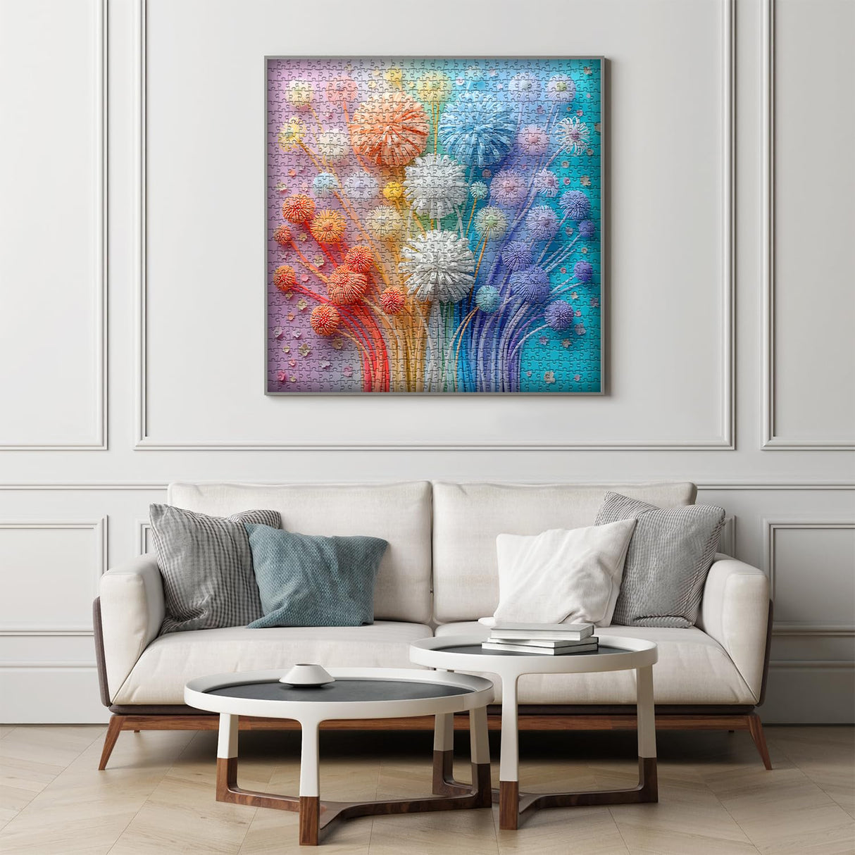 Flower Puzzles for Adults 1000 Pieces, Impossible Floral Puzzles, Colorful Rainbow Gradient Puzzle Hard,Challenging Spring Jigsaw Puzzles 1000 Pieces PICKFORU