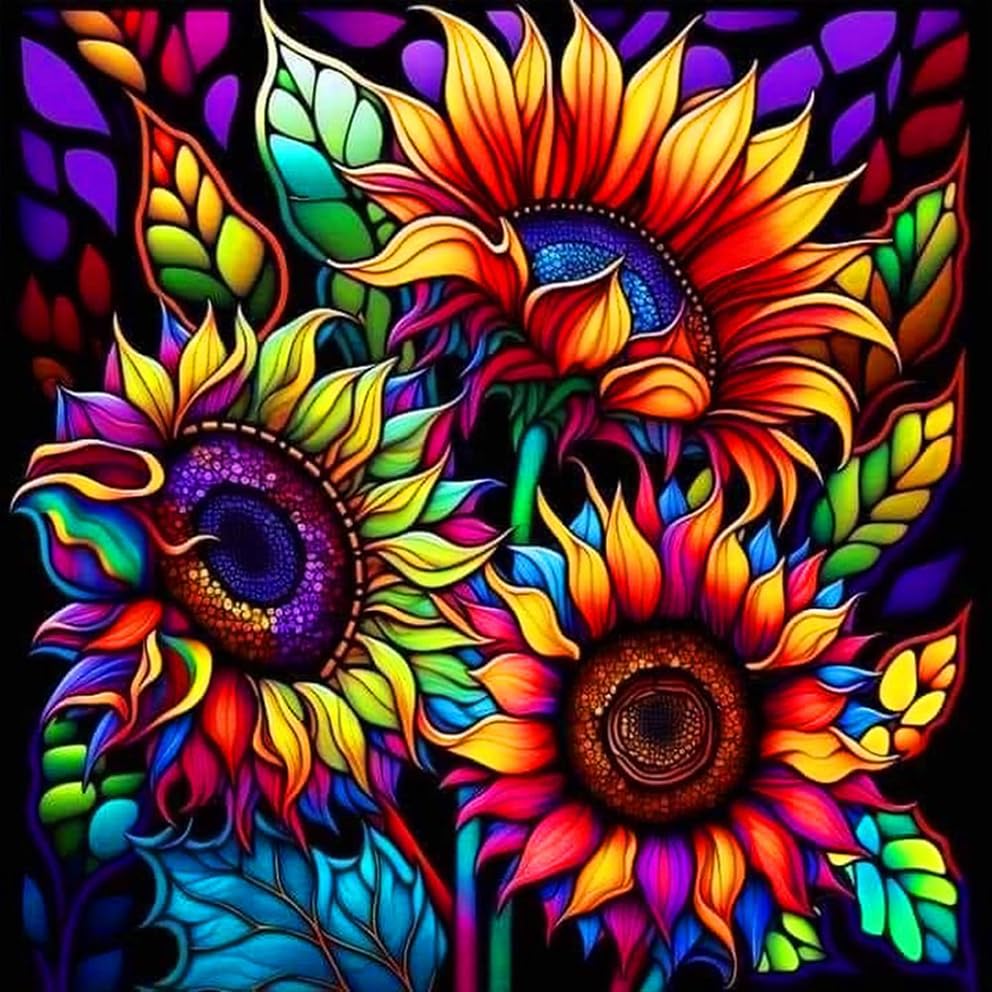 Stalente Diamond Painting Kits for Adults, 5D DIY Diamond Art Kits for Beginners Round Full Drill Diamond Painting for Home Wall Decoration Gift 12×12inch, Sunflower Stalente
