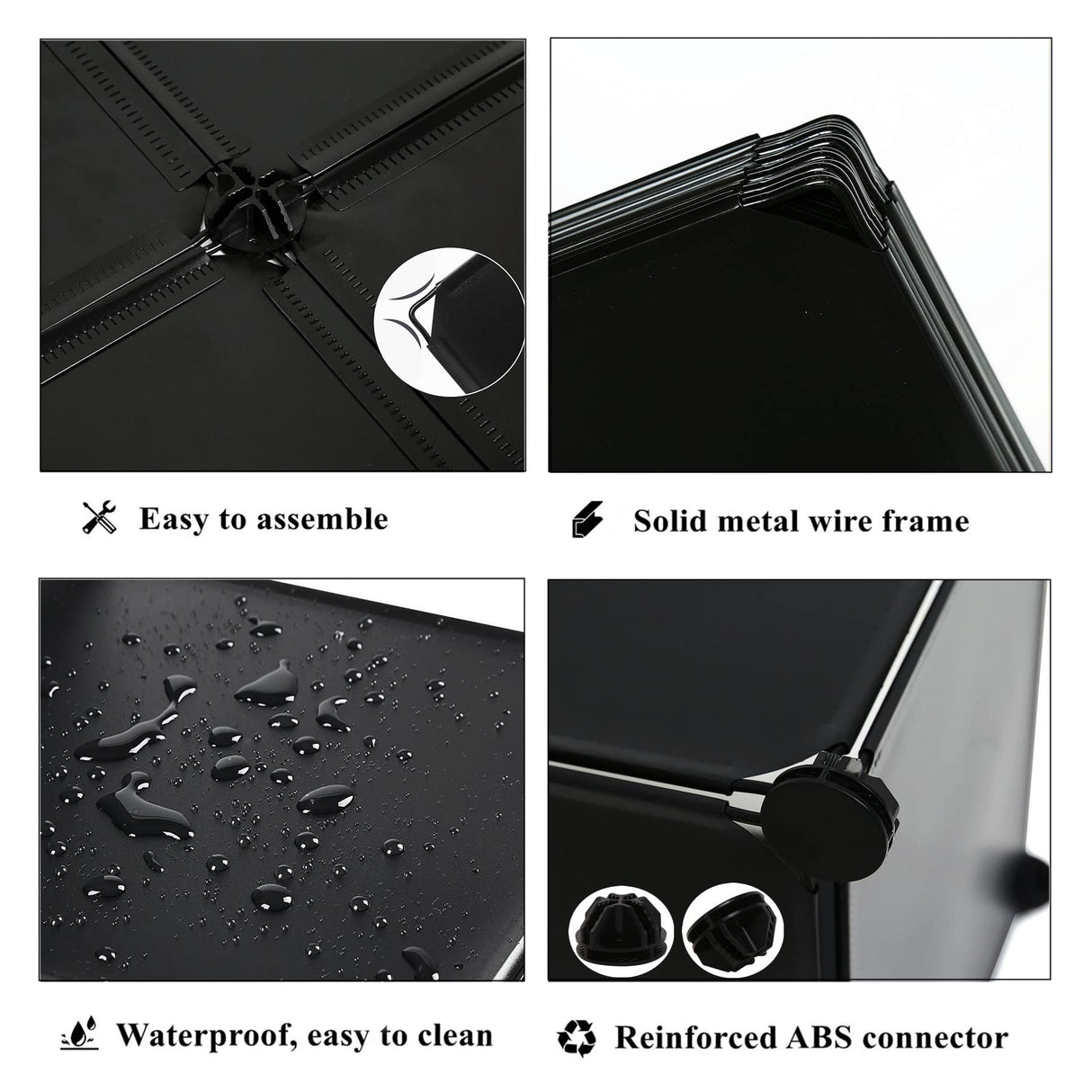 AWTATOS Cube Storage Organizer, Storage Cubes Shelves Bookshelf, 6 Cube Closet Organizers and Storage, DIY Stackable Plastic Clothes Organizer Shelving for Bedroom, Home, Black AWTATOS