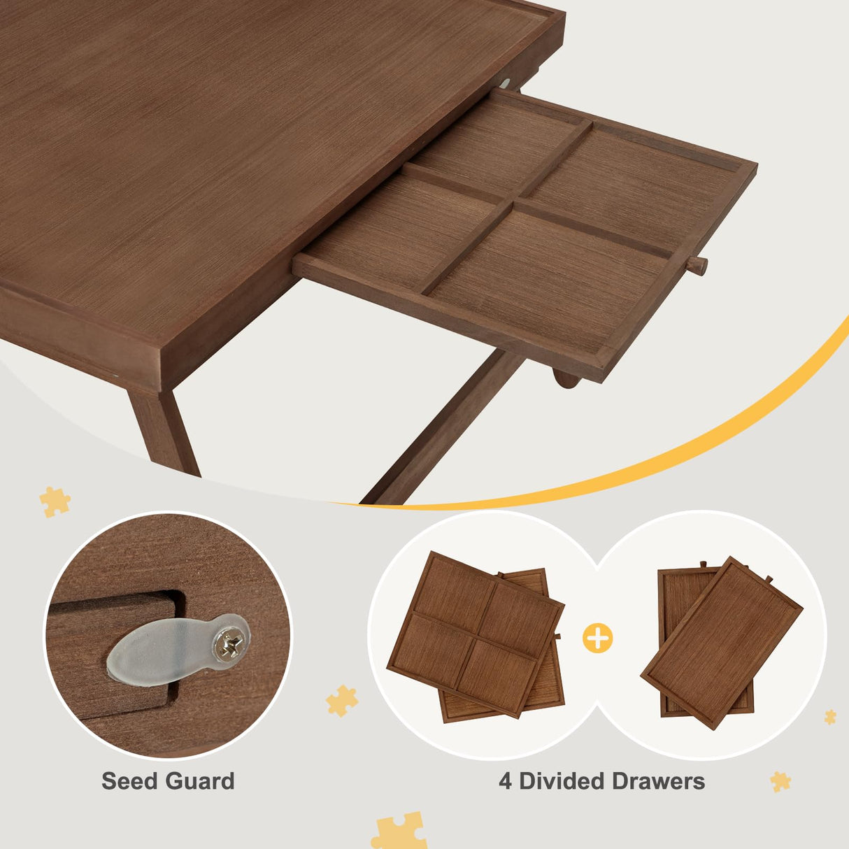 HALLYBEE Puzzle Table 1500 Pieces Wooden Puzzle Board with Legs, 34.3”x 26.5” Jigsaw Board with 4 Drawers and Cover, Foldable Leg Jigsaw Table for Adults Cho Brown HALLYBEE