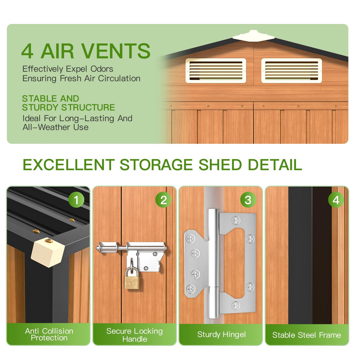 Florise Outdoor Storage Shed, 5x3 Ft Metal Steel Tiny House with Frame Floor & Lockable Door, Vertical Outside Storage Building for Garden, Backyard, Lawn, Patio Utility, Tool Storage Florise