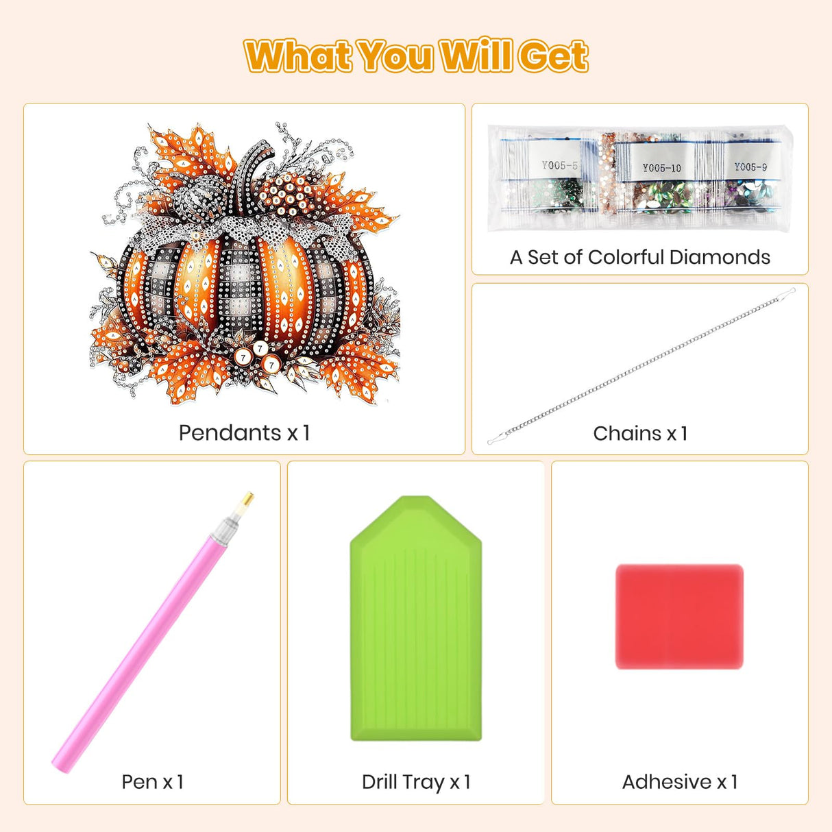 MOGTAA Fall Pumpkin Diamond Art Hanging Pendant Kits, Pumpkin Diamond Art Kits for Adults, 5D Special Shape Diamond Painting Gem Art for Home Garden Wall Decor MOGTAA