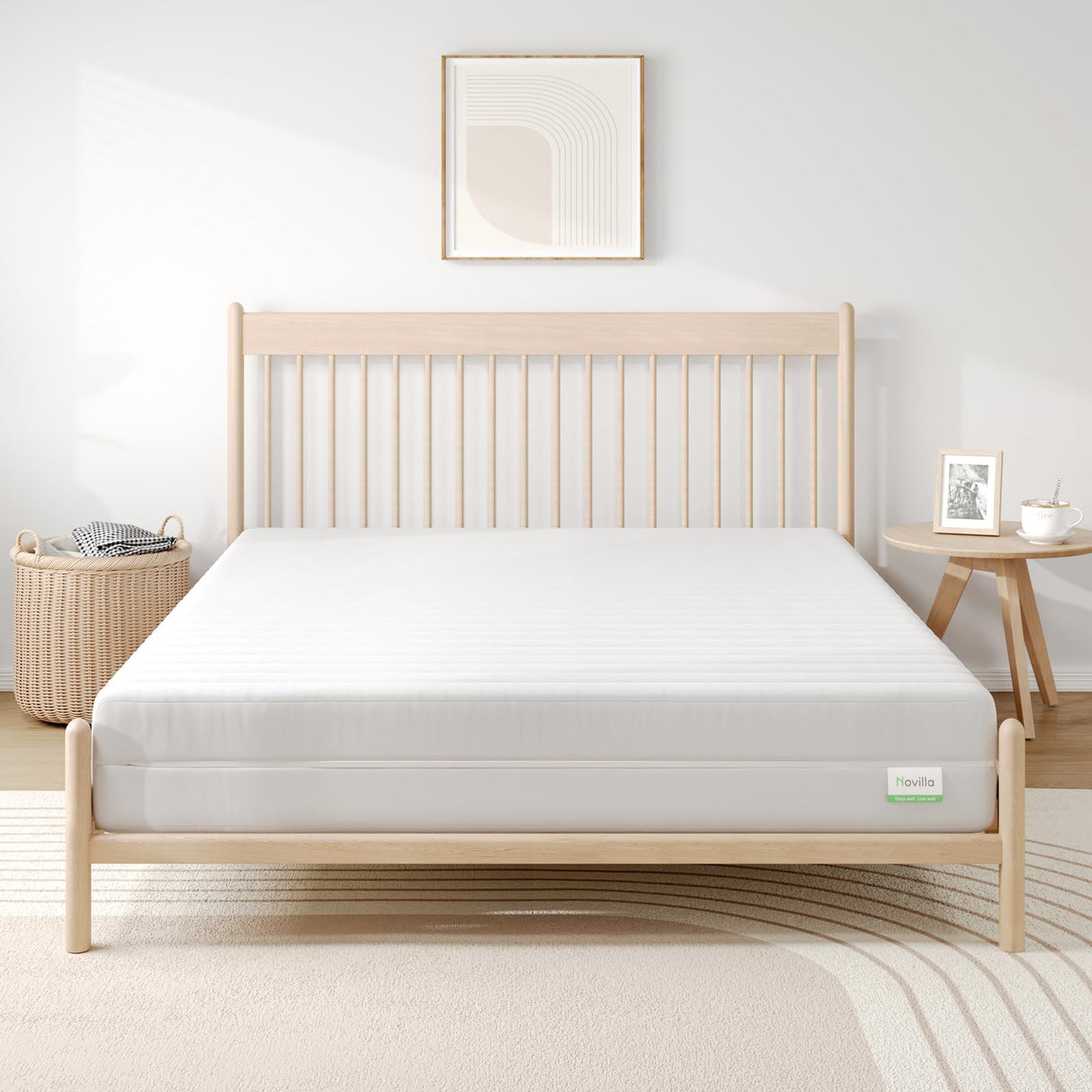 Novilla Full Size Mattress, 8 Inch Full Foam Mattress, Double Air Zone Full Size Mattresses with Flippable Design for Back & Side Sleeper, Tight Top Mattresses Fulls with Breathable Fabric Cover Novilla